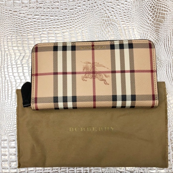 Burberry Handbags - Burberry Haymarket Check Leather Zip Around Wallet